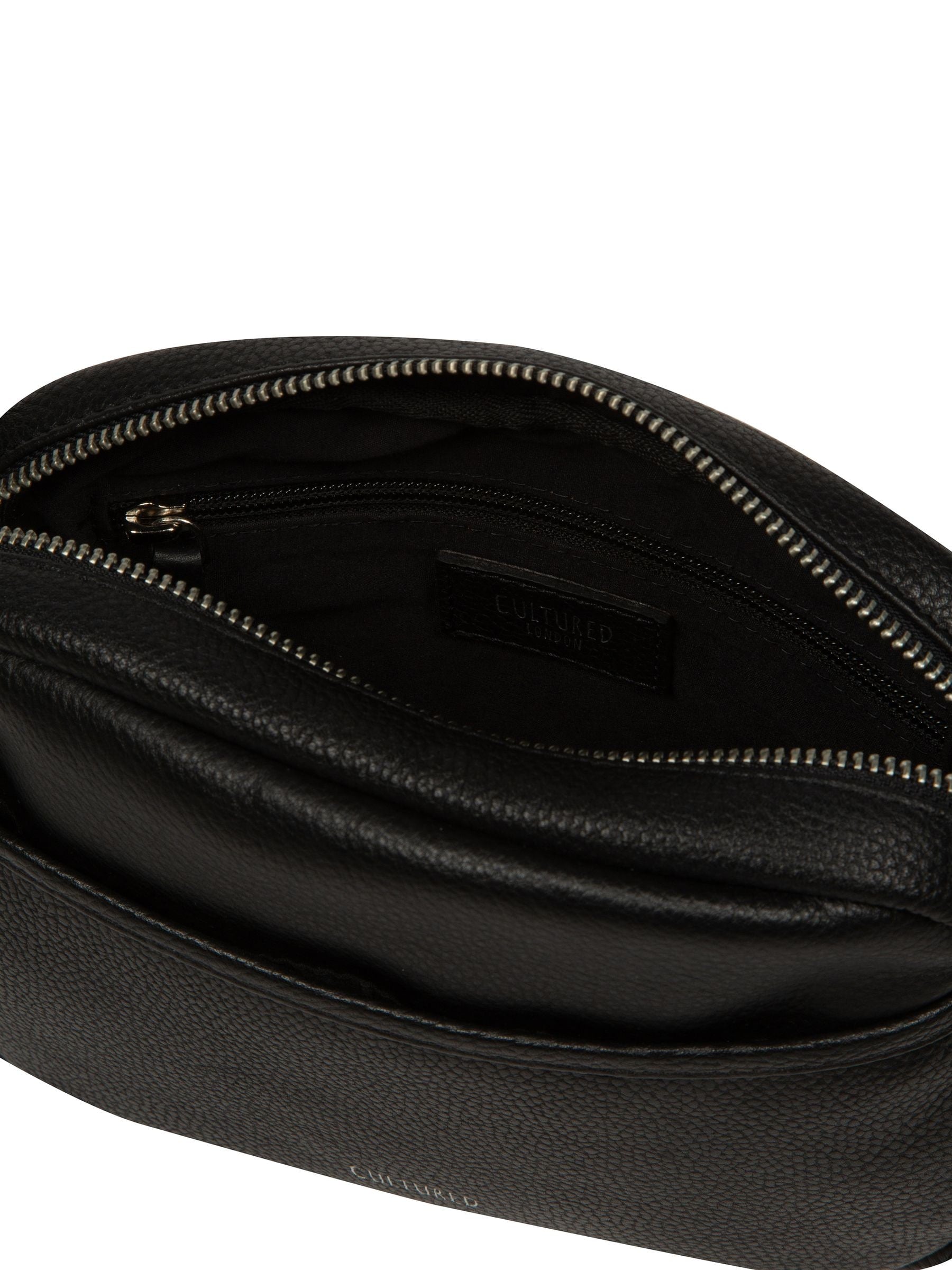 Cultured London Black Ariella leather cross-body bag, imported from the UK