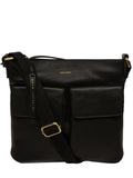 Pure Luxuries Elodie black leather cross-body bag, imported from the UK