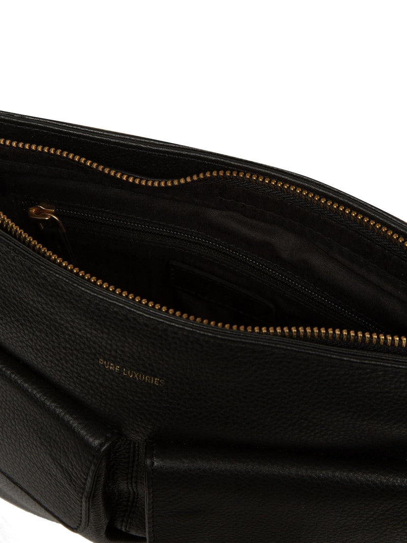 Pure Luxuries Elodie black leather cross-body bag, imported from the UK