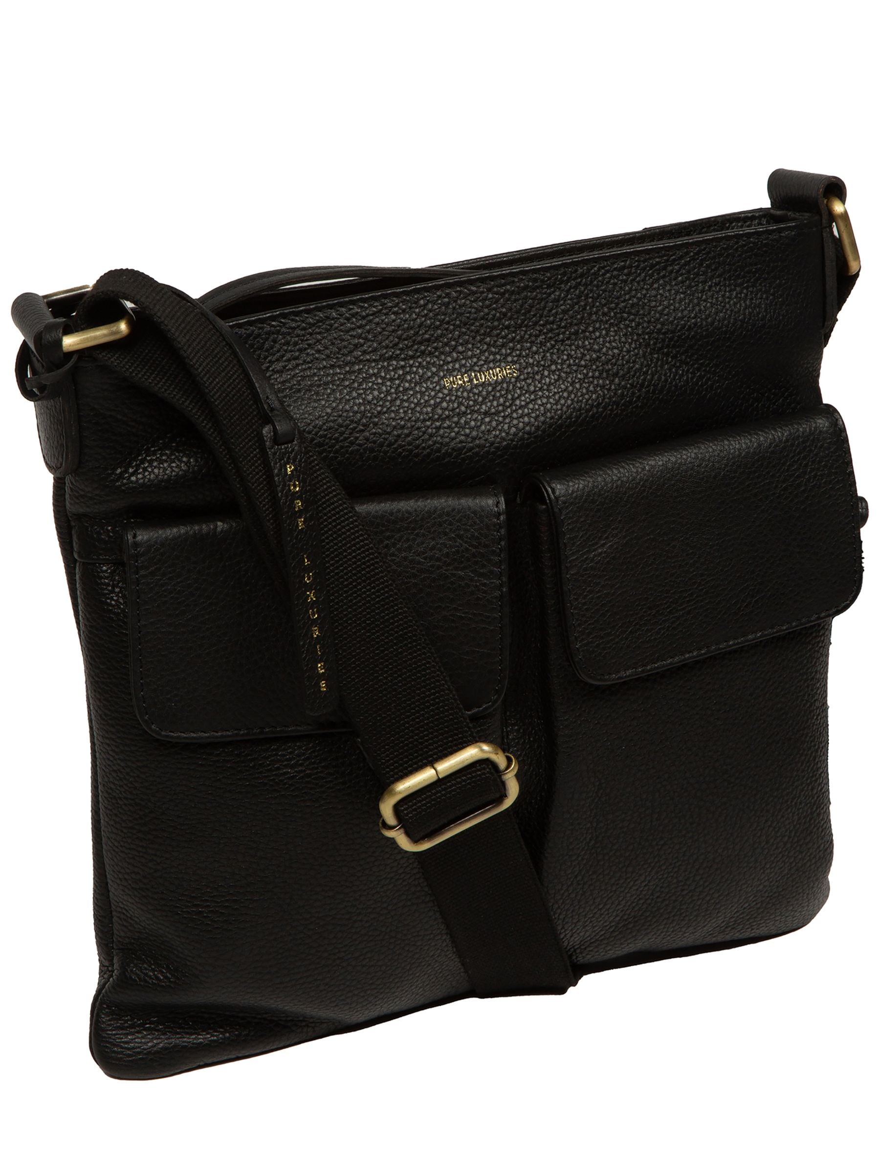 Pure Luxuries Elodie black leather cross-body bag, imported from the UK