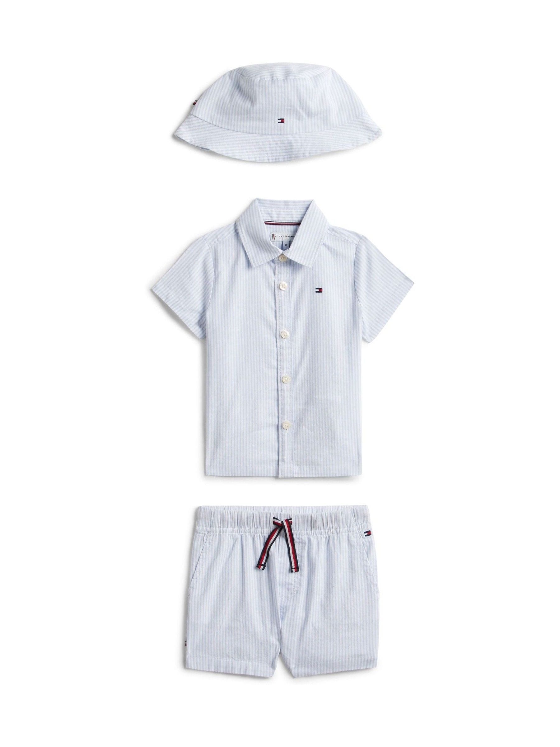 Tommy Hilfiger blue Ithaca stripe 3-piece baby outfit gift box (British brand)