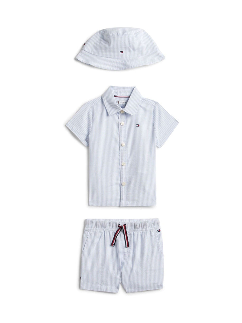 Tommy Hilfiger blue Ithaca stripe 3-piece baby outfit gift box (British brand)