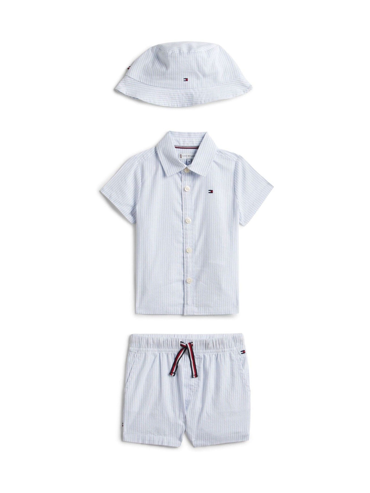 Tommy Hilfiger blue Ithaca stripe 3-piece baby outfit gift box (British brand)