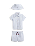 Tommy Hilfiger blue Ithaca stripe 3-piece baby outfit gift box (British brand)