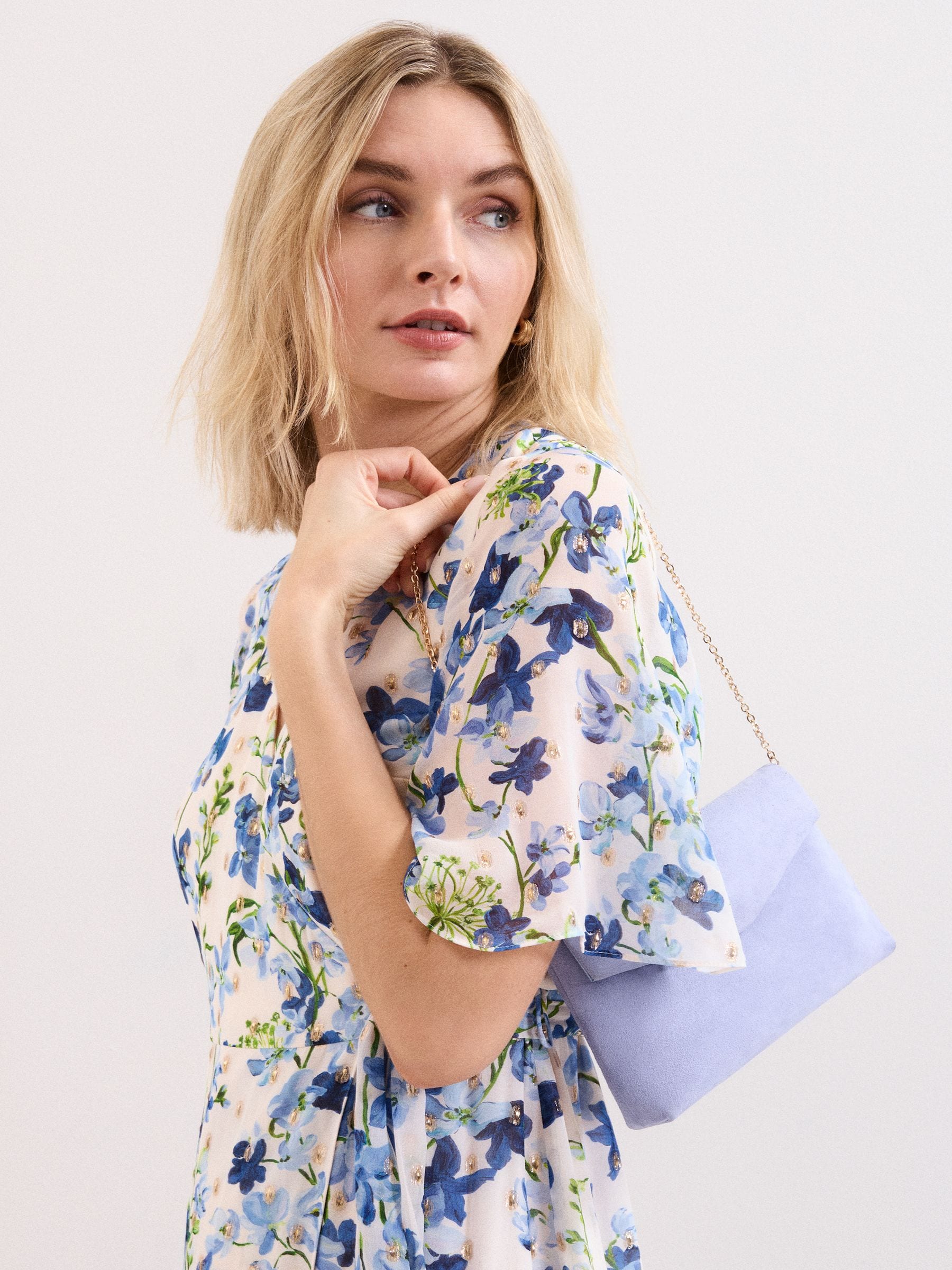 Phase Eight purple suede clutch bag (British brand)