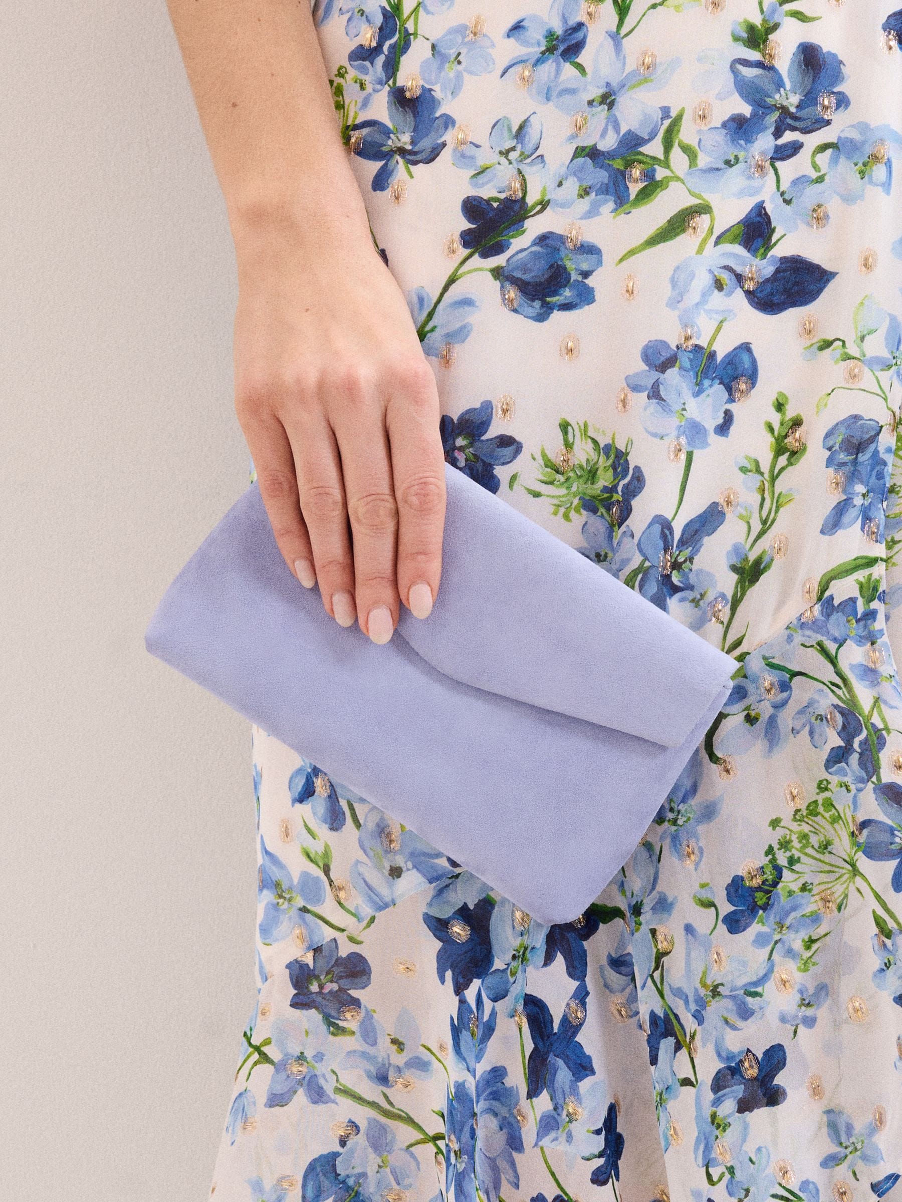 Phase Eight purple suede clutch bag (British brand)