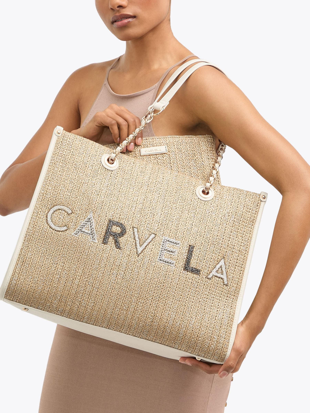 Carvela Brown Sorrento Bead Tote Bag (British brand)