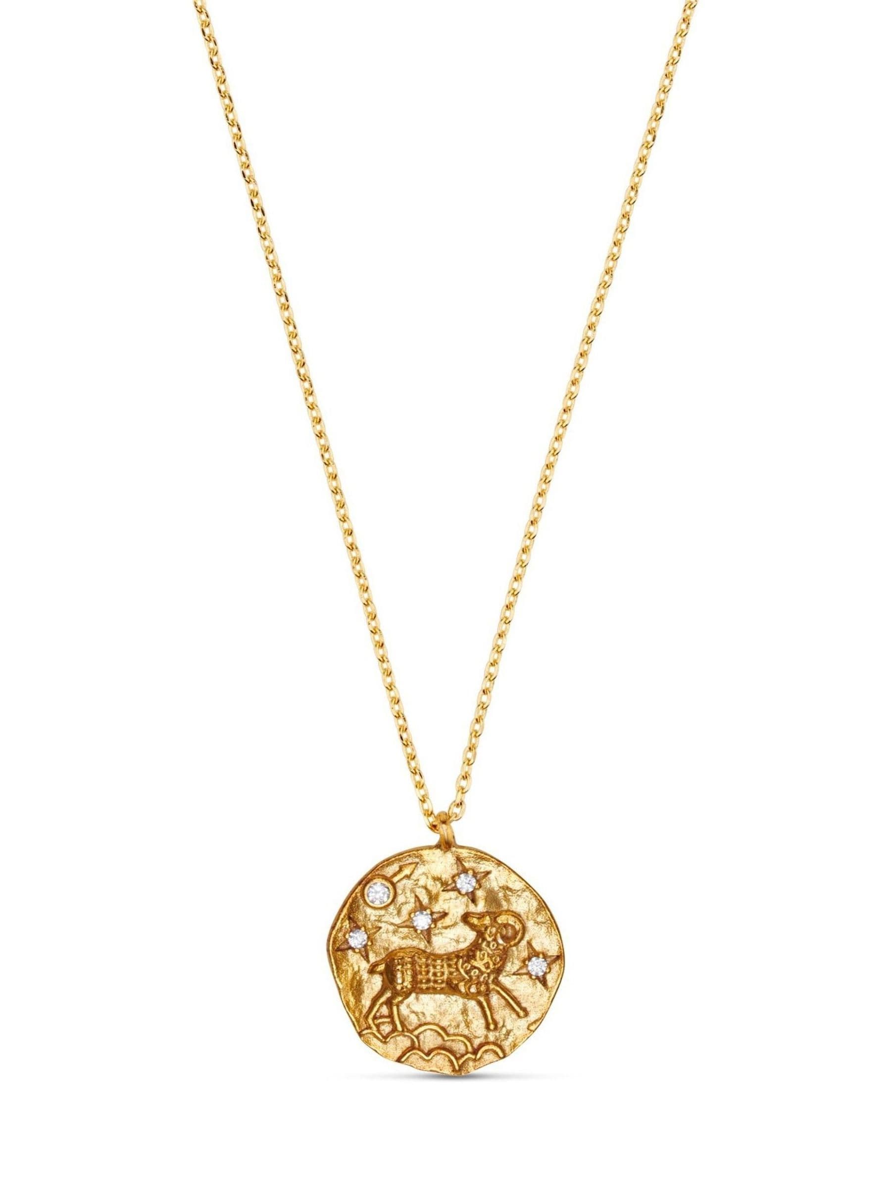 Orelia London gold Aries zodiac necklace with cubic zirconia - British product