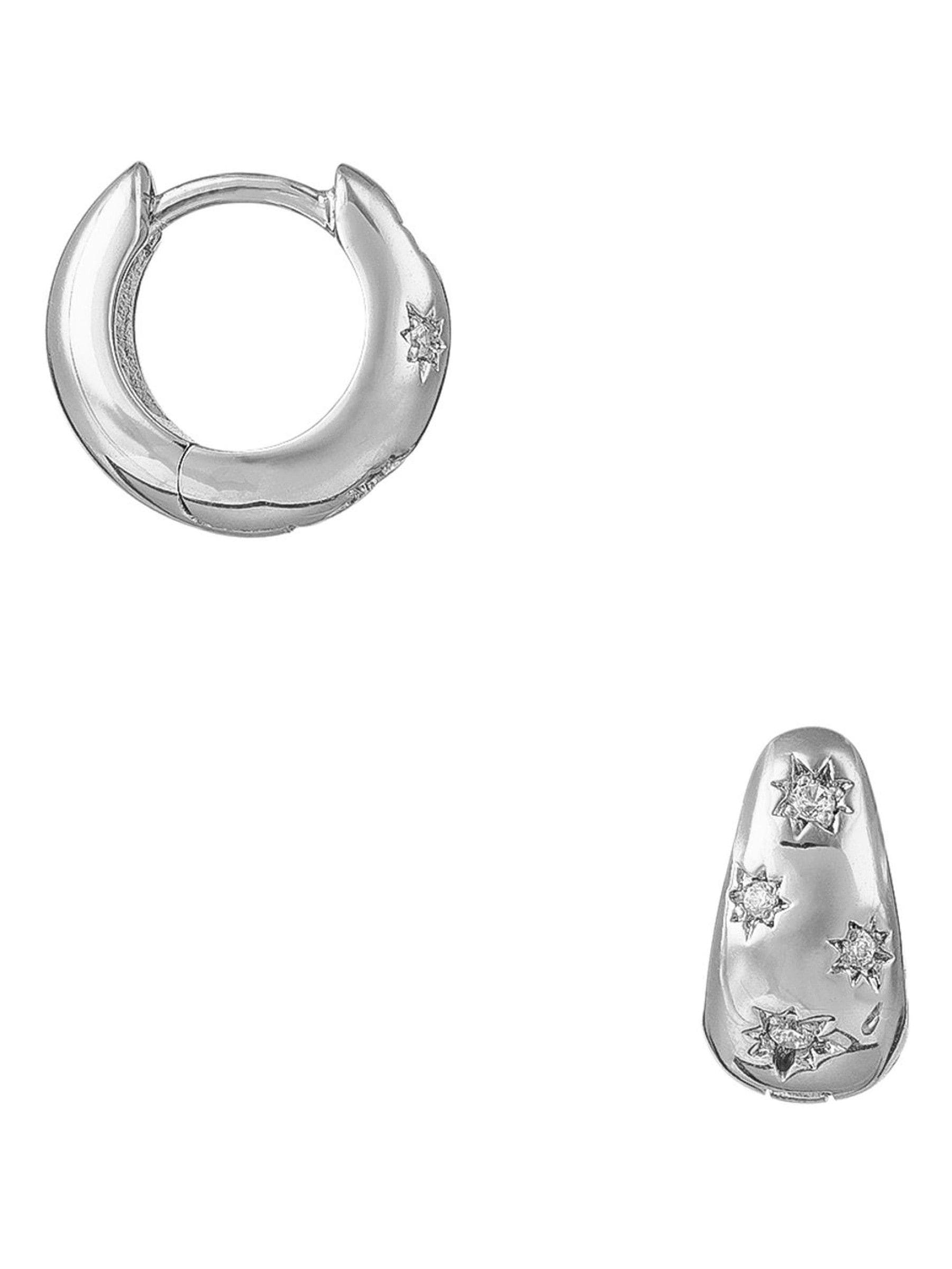 Orelia London silver tone crystal starburst huggie hoop earrings, UK version