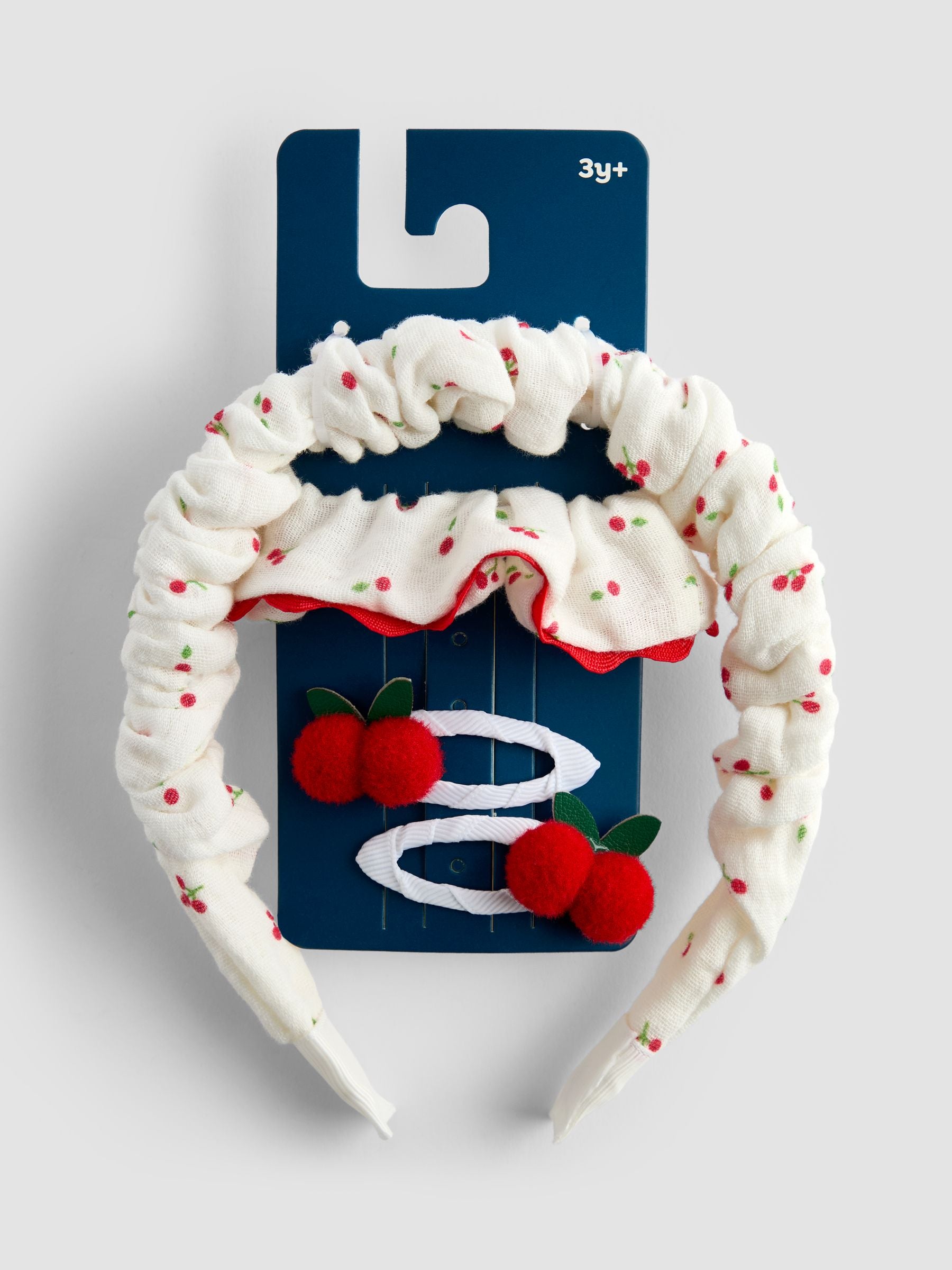 JoJo Maman Bébé Cream Cherries hair accessories set - British product