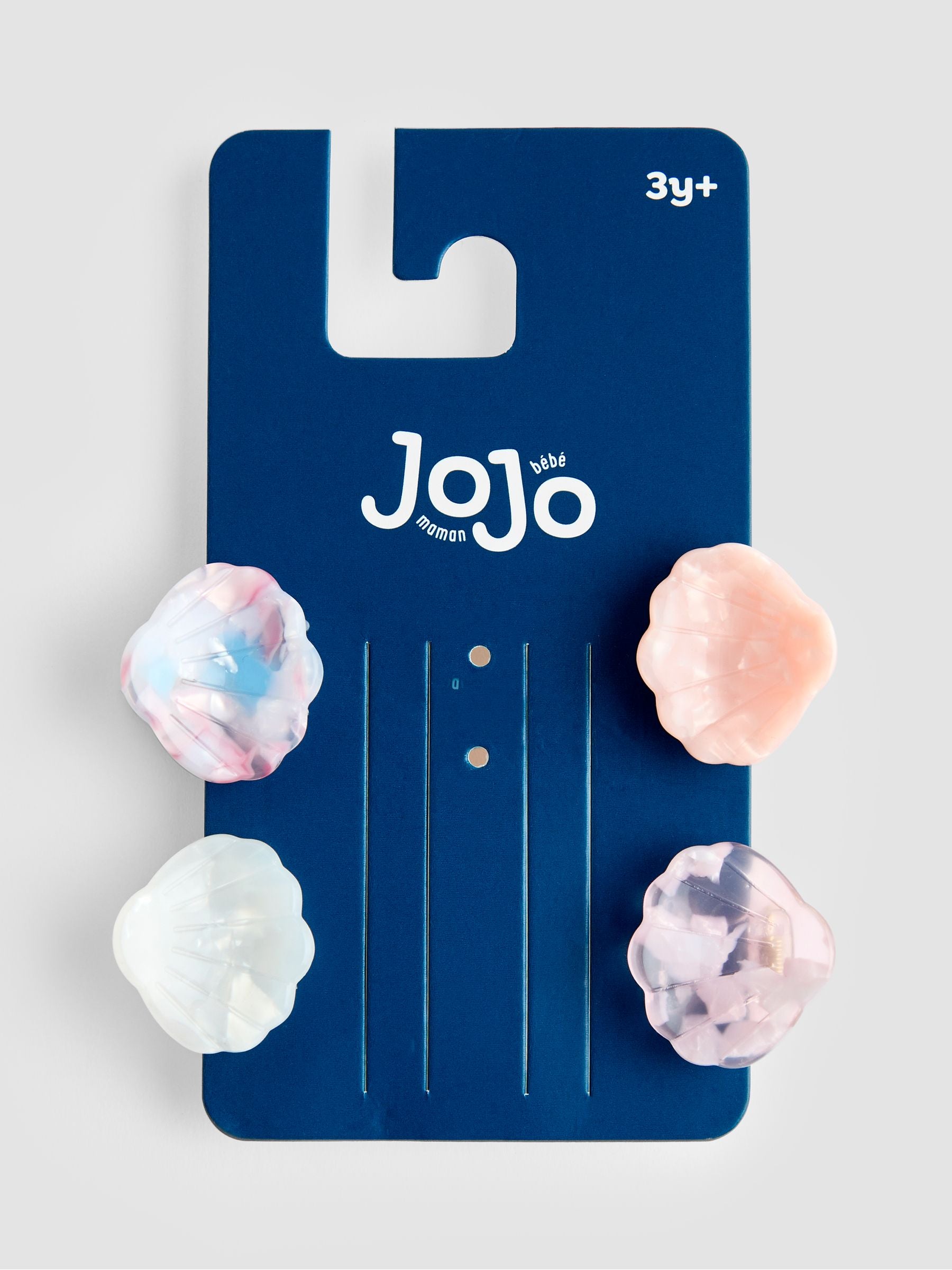 JoJo Maman Bébé shell claw clips light pink 4-pack, imported from the UK