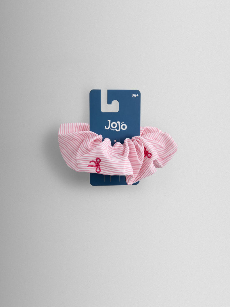 JoJo Maman Bébé bright pink bow embroidered scrunchie (British brand)