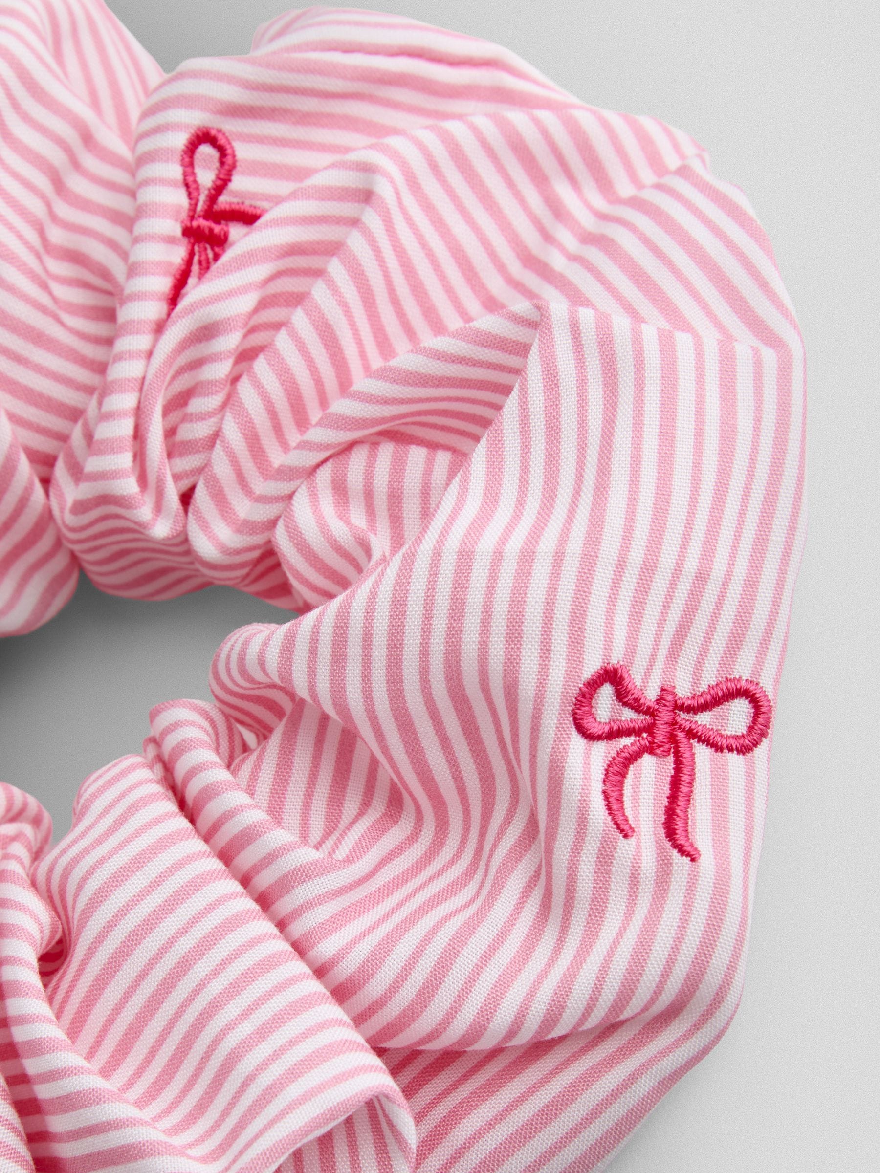 JoJo Maman Bébé bright pink bow embroidered scrunchie (British brand)