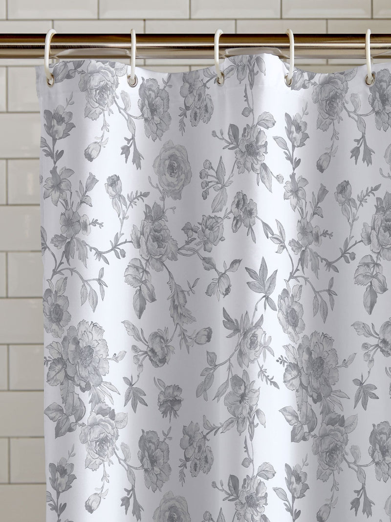 Catherine Lansfield grey floral shower curtain 180x180cm, imported from the UK