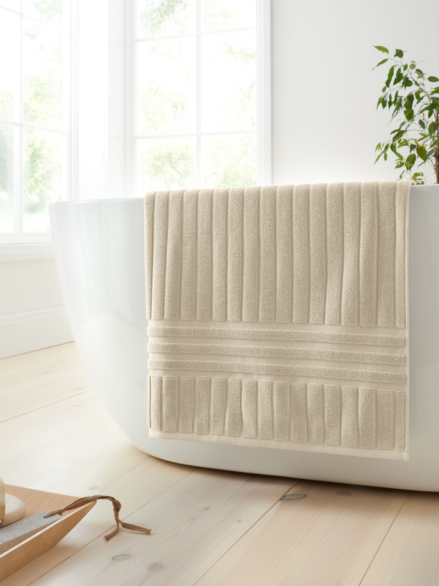 Bianca Natural Hotel Stripe Cotton Collection Towel