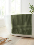 Bianca Olive Green Hotel Stripe Cotton Collection Towel