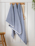 Catherine Lansfield Blue Rice Weave Stripe Turkish Cotton Towel