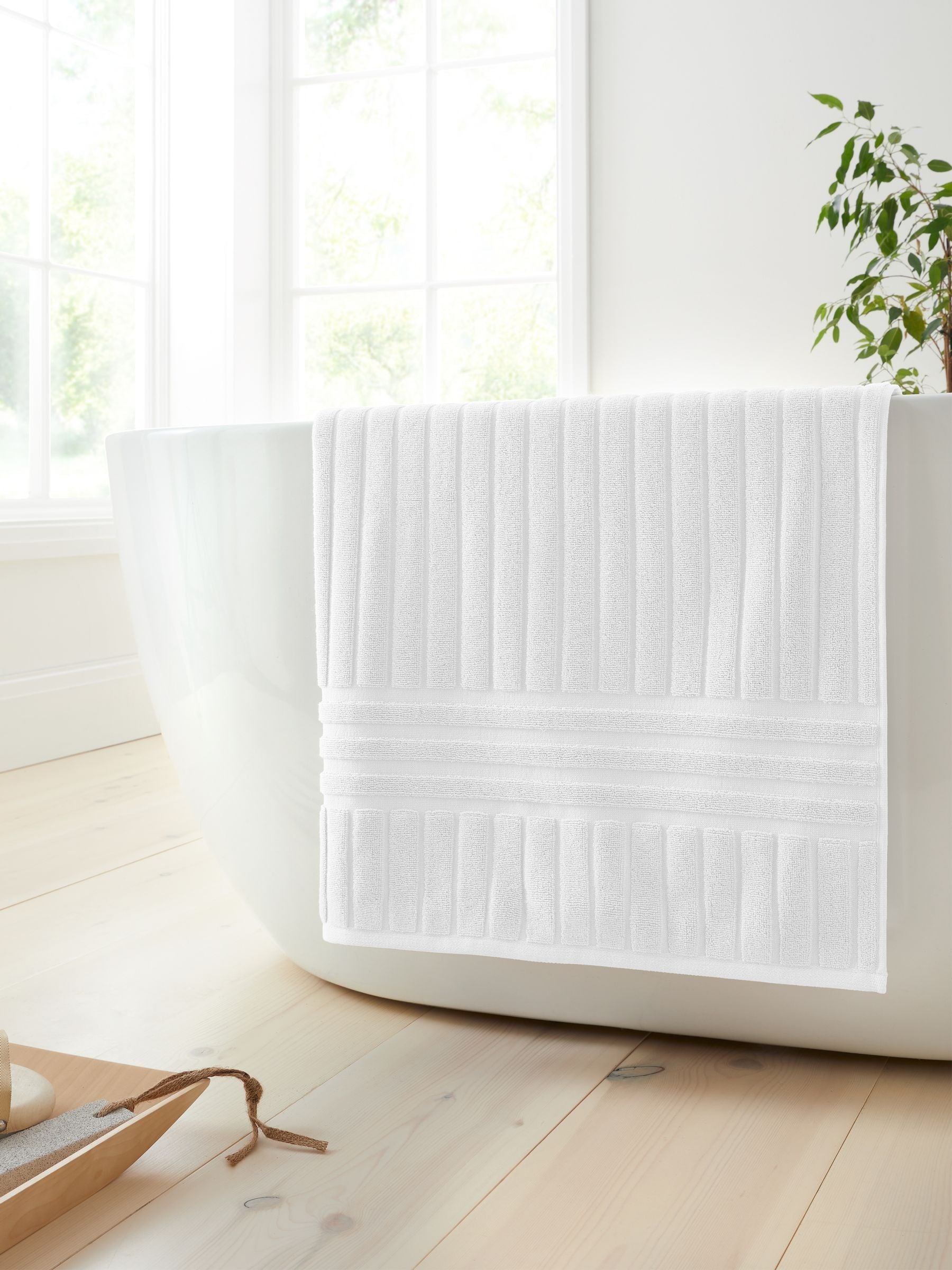 Bianca White Hotel Stripe Cotton Collection Towel