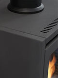 Adam charcoal grey bio ethanol stove with log storage, imported from the UK