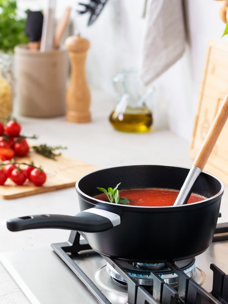 Masterchef 3 piece black saucepan set, UK version