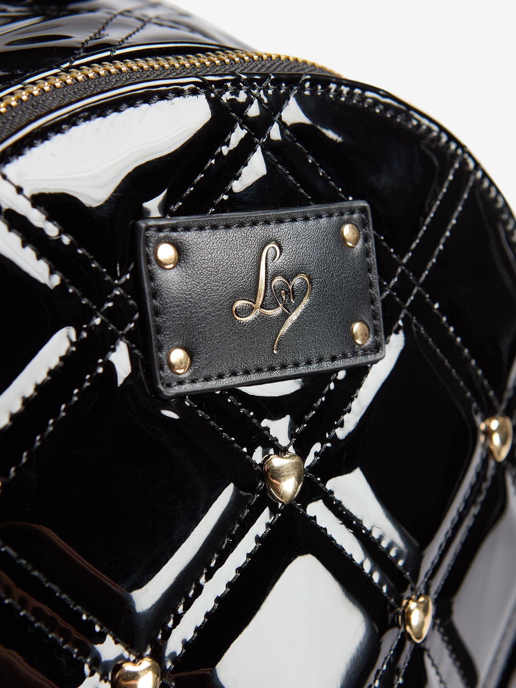 Lipsy black patent studded school back pack 33cm - British product