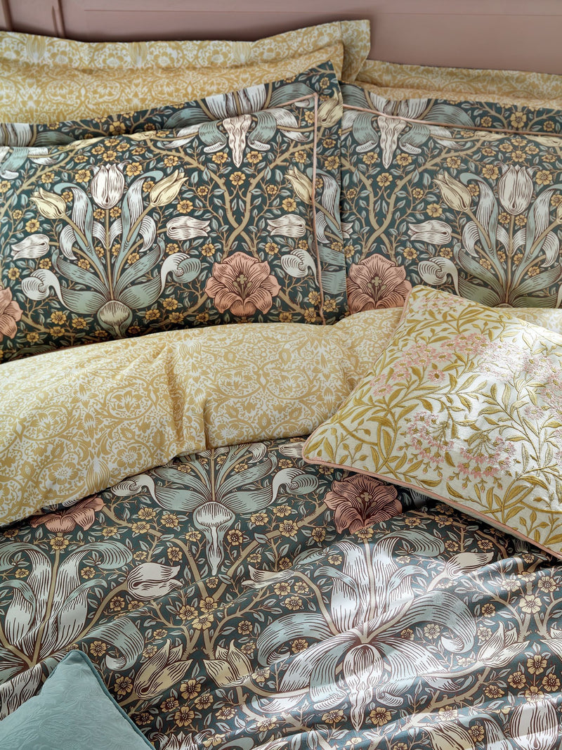 William Morris pillowcases mineral blue Spring Thicket 250 thread count (British brand)