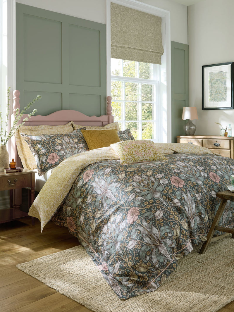 William Morris pillowcases mineral blue Spring Thicket 250 thread count (British brand)