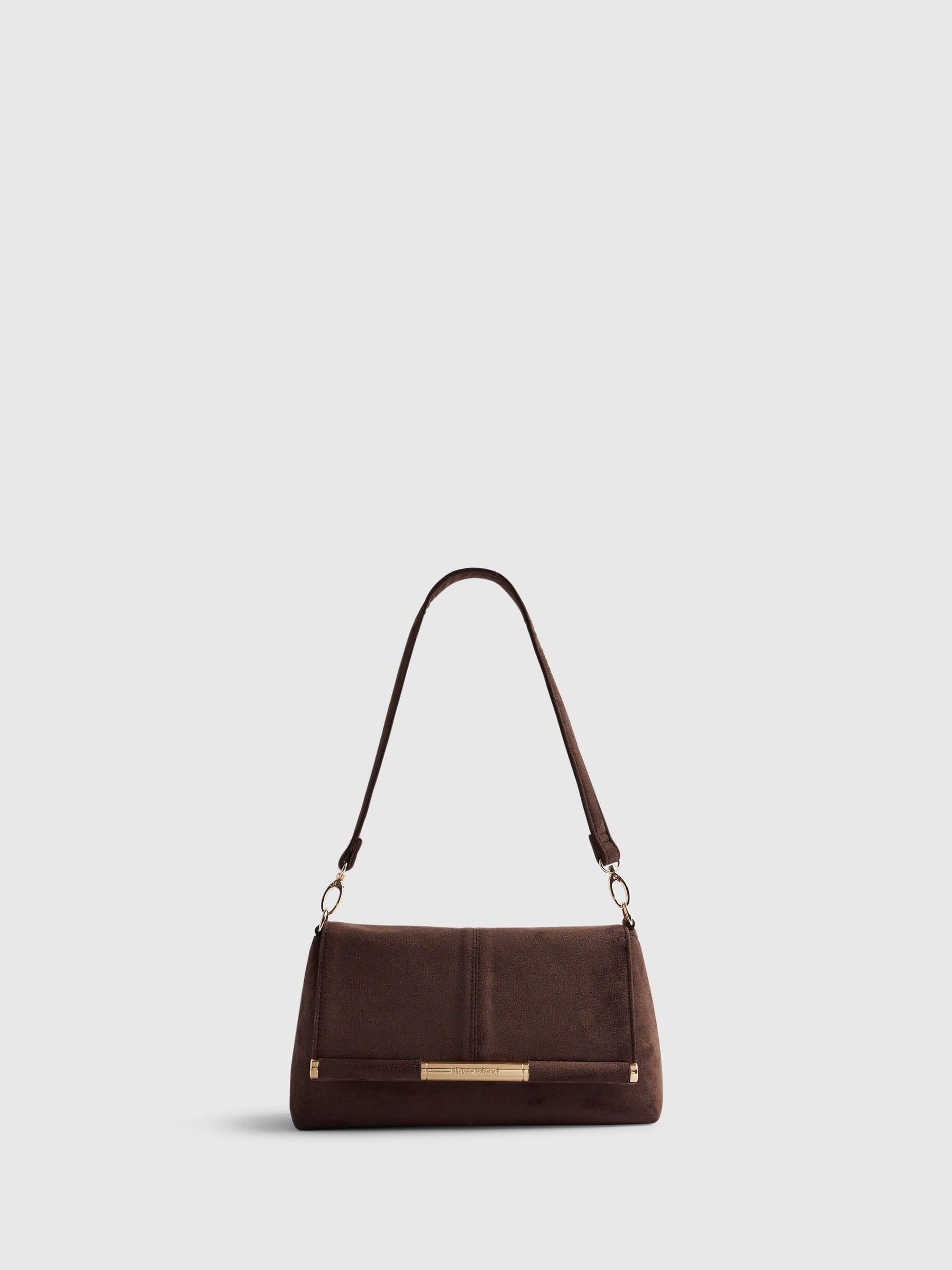 River Island Brown Bar Front Clutch Bag