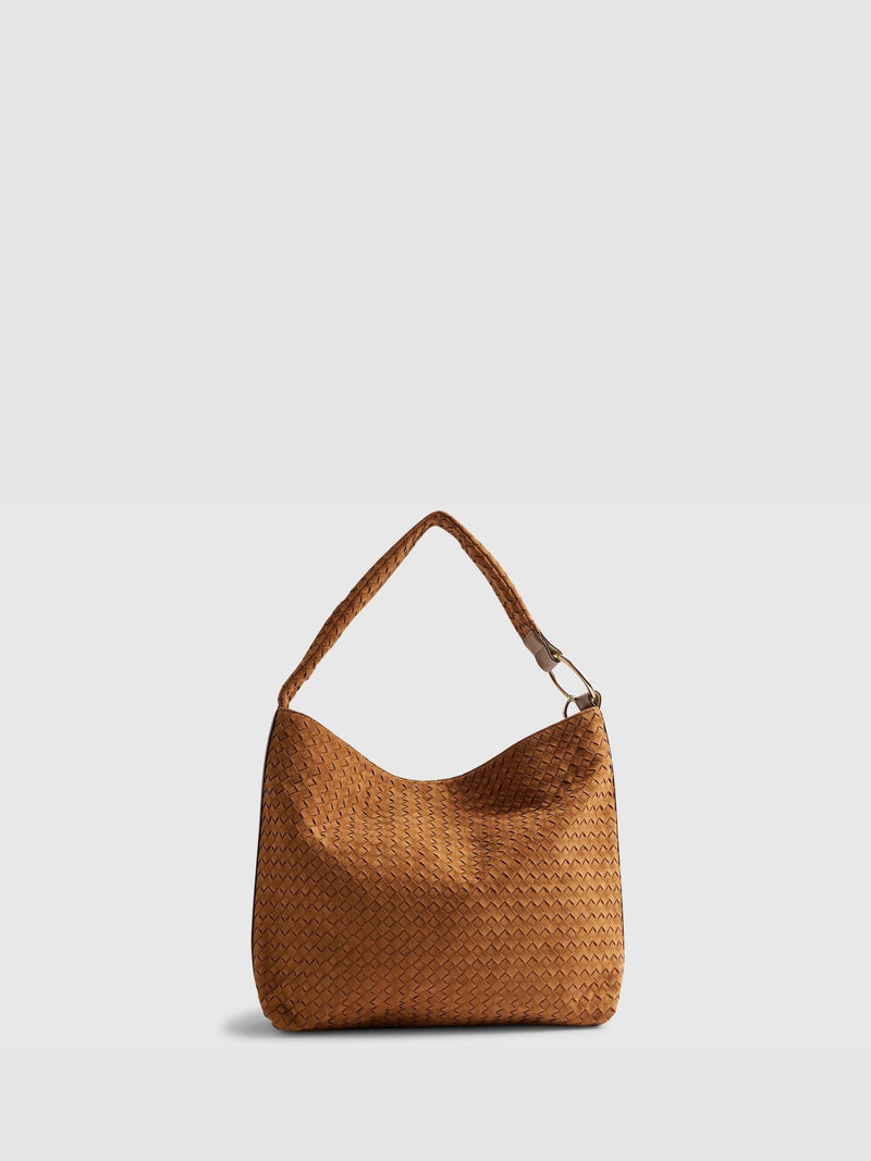 River Island faux suede shoulder bag, imported from the UK