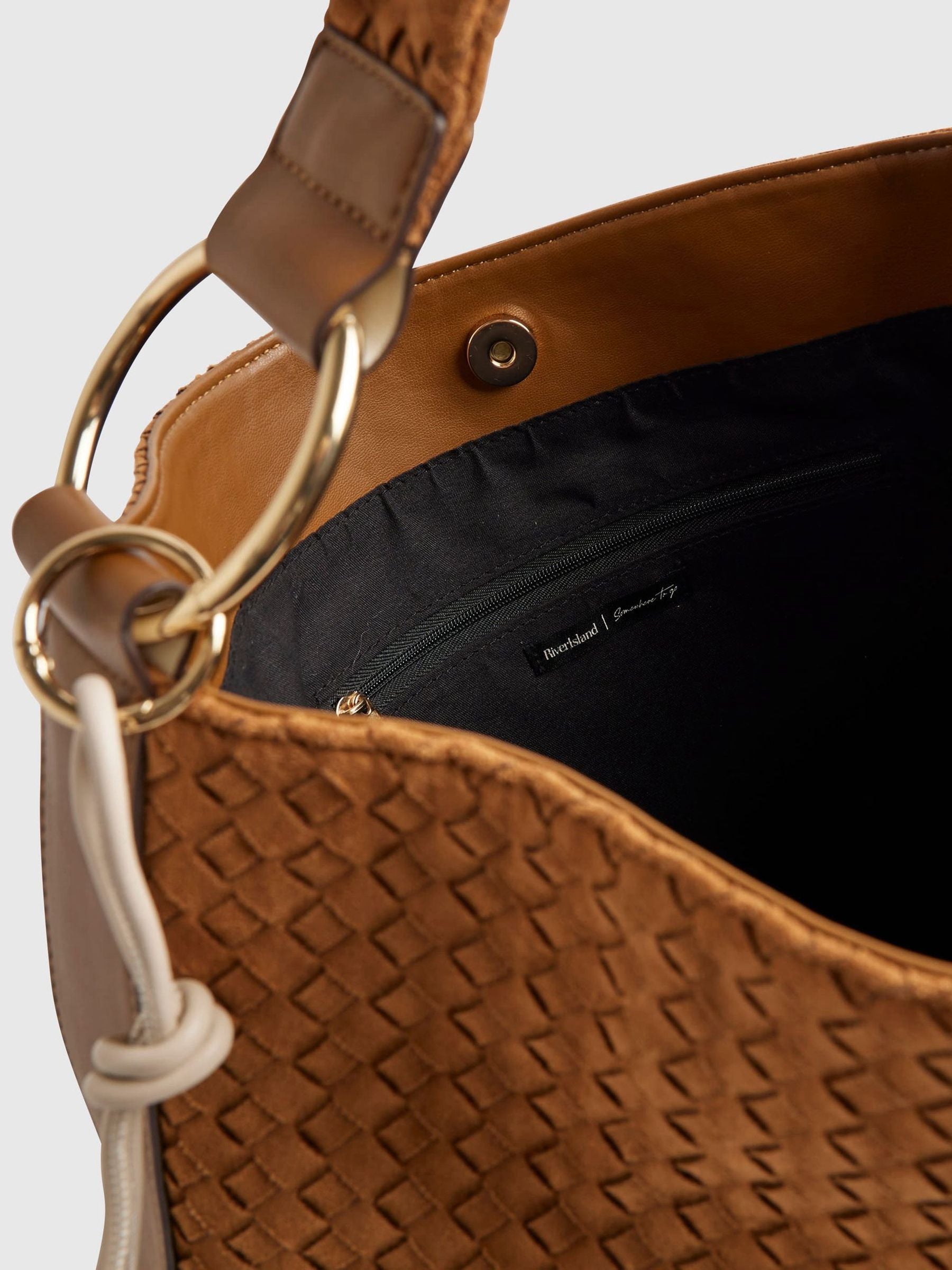 River Island faux suede shoulder bag, imported from the UK