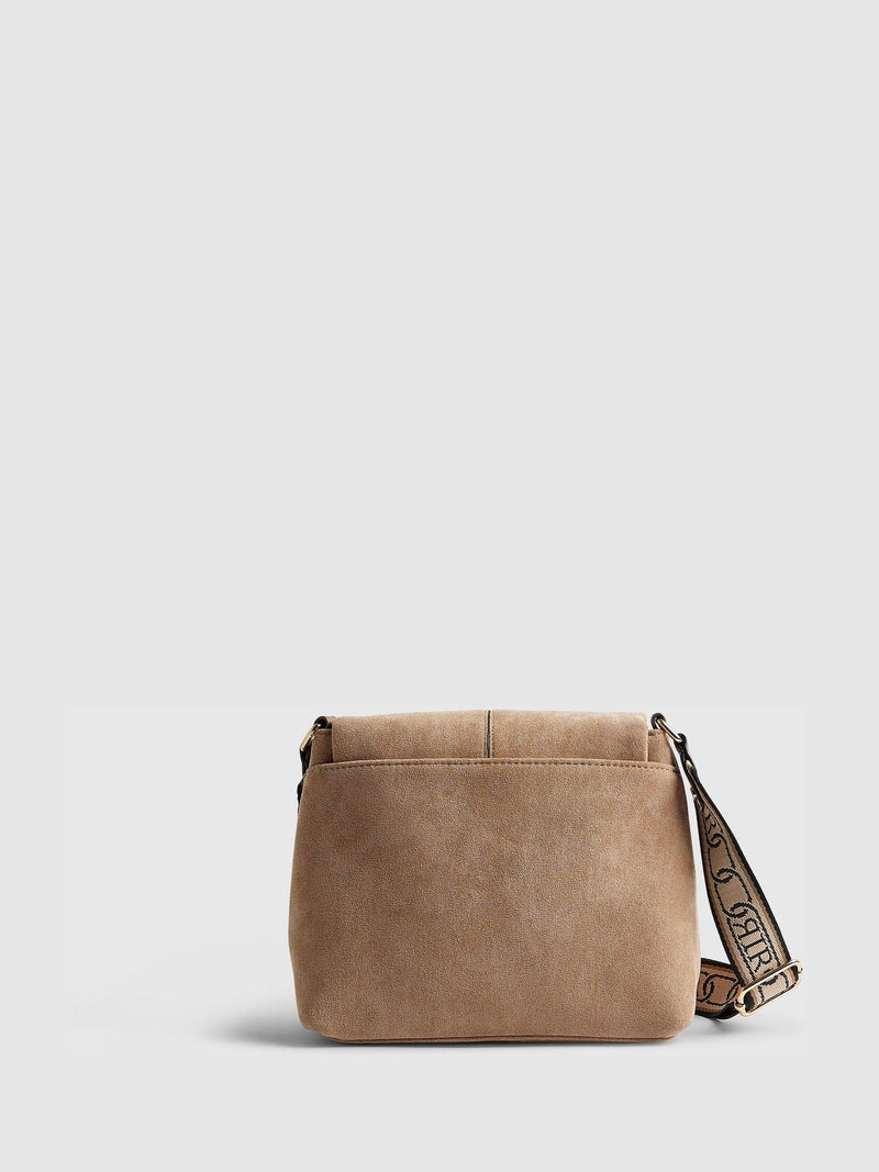 River Island brown faux suede messenger bag (British brand)