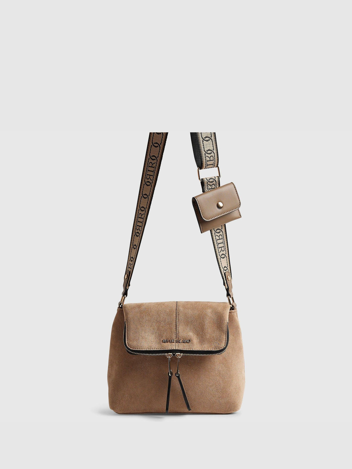 River Island brown faux suede messenger bag (British brand)