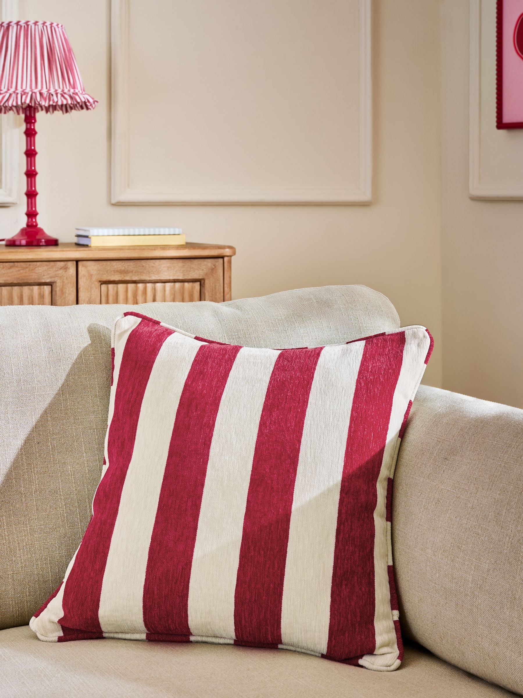 Chenille Stripe Cushion Sage Green 50 x 50cm