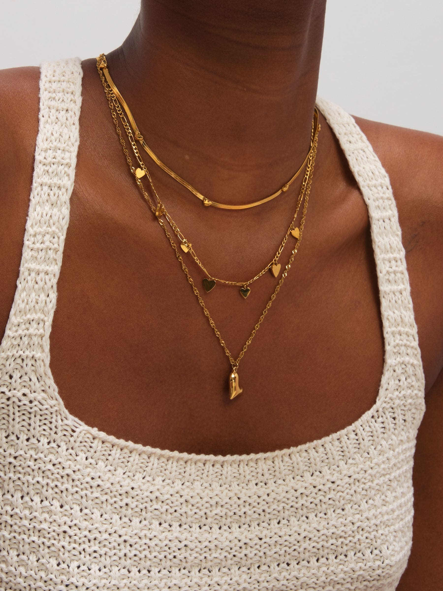Jon Richard gold tone heart double row necklace, British product