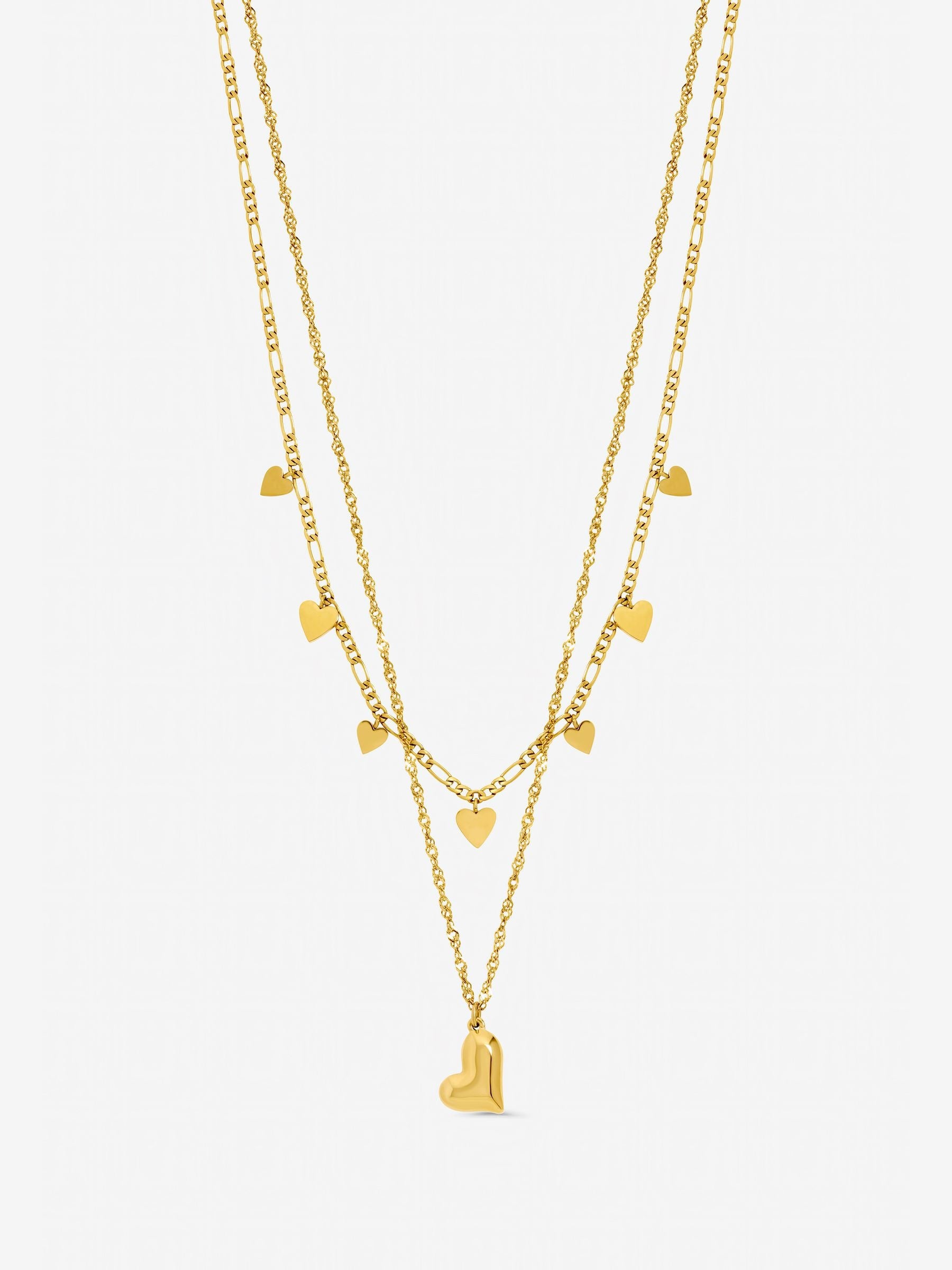 Jon Richard gold tone heart double row necklace, British product