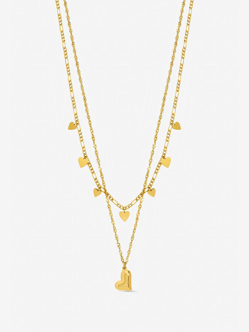 Jon Richard gold tone heart double row necklace, British product