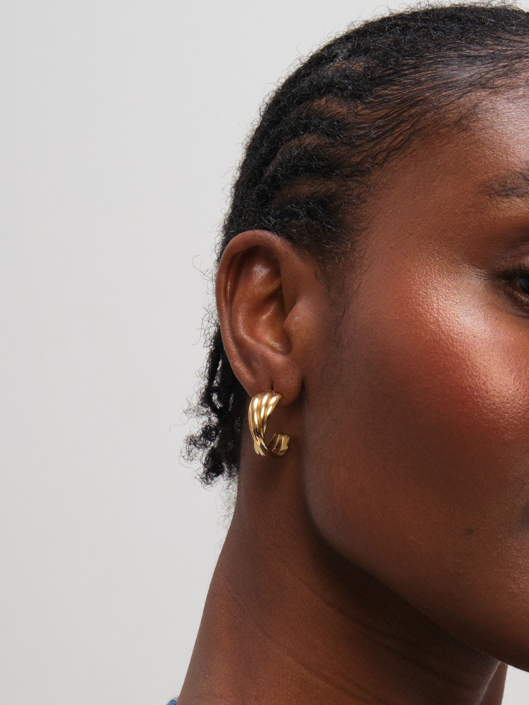 Jon Richard gold tone waterproof interlock hoop earrings (British brand)