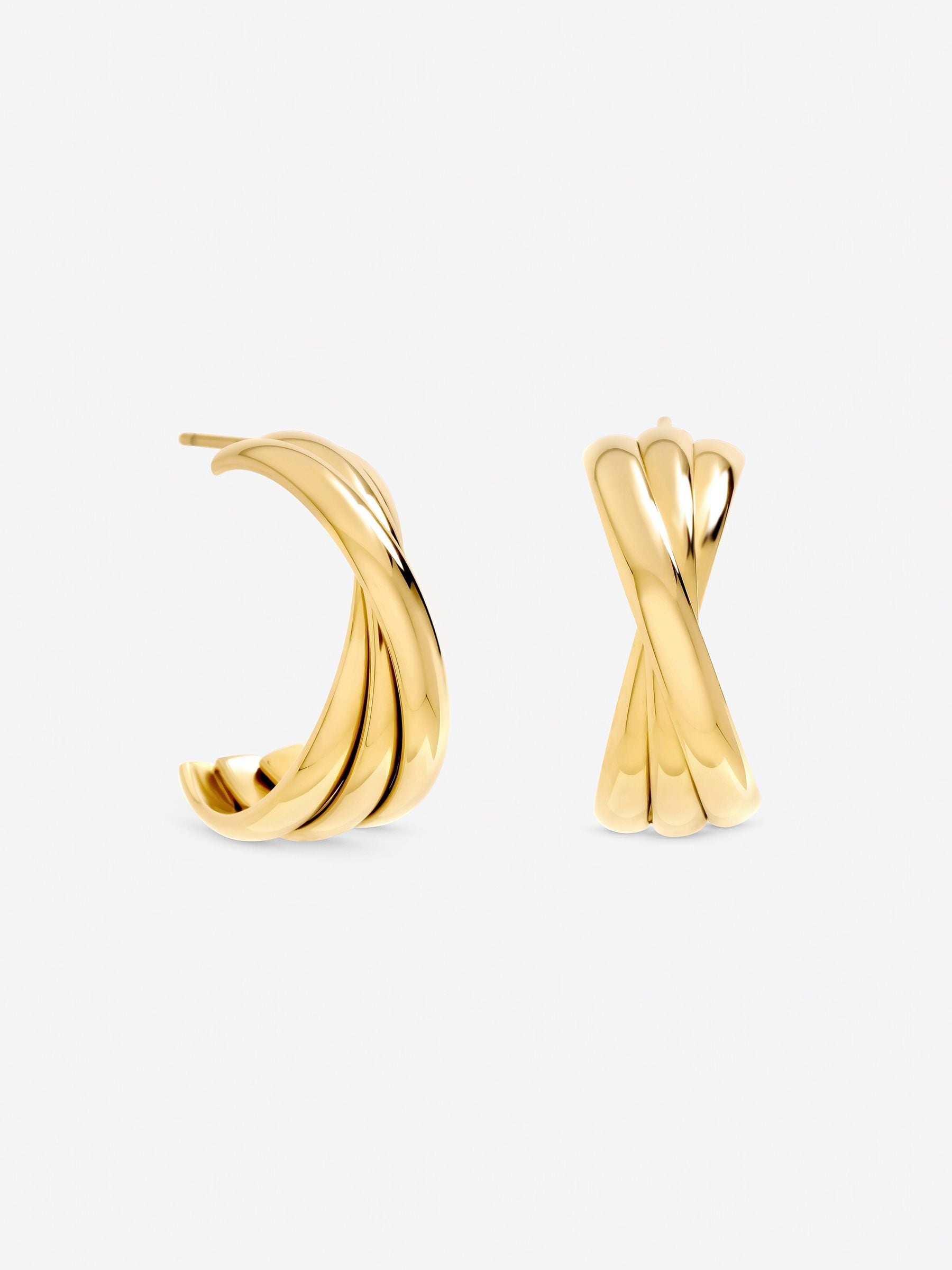 Jon Richard gold tone waterproof interlock hoop earrings (British brand)