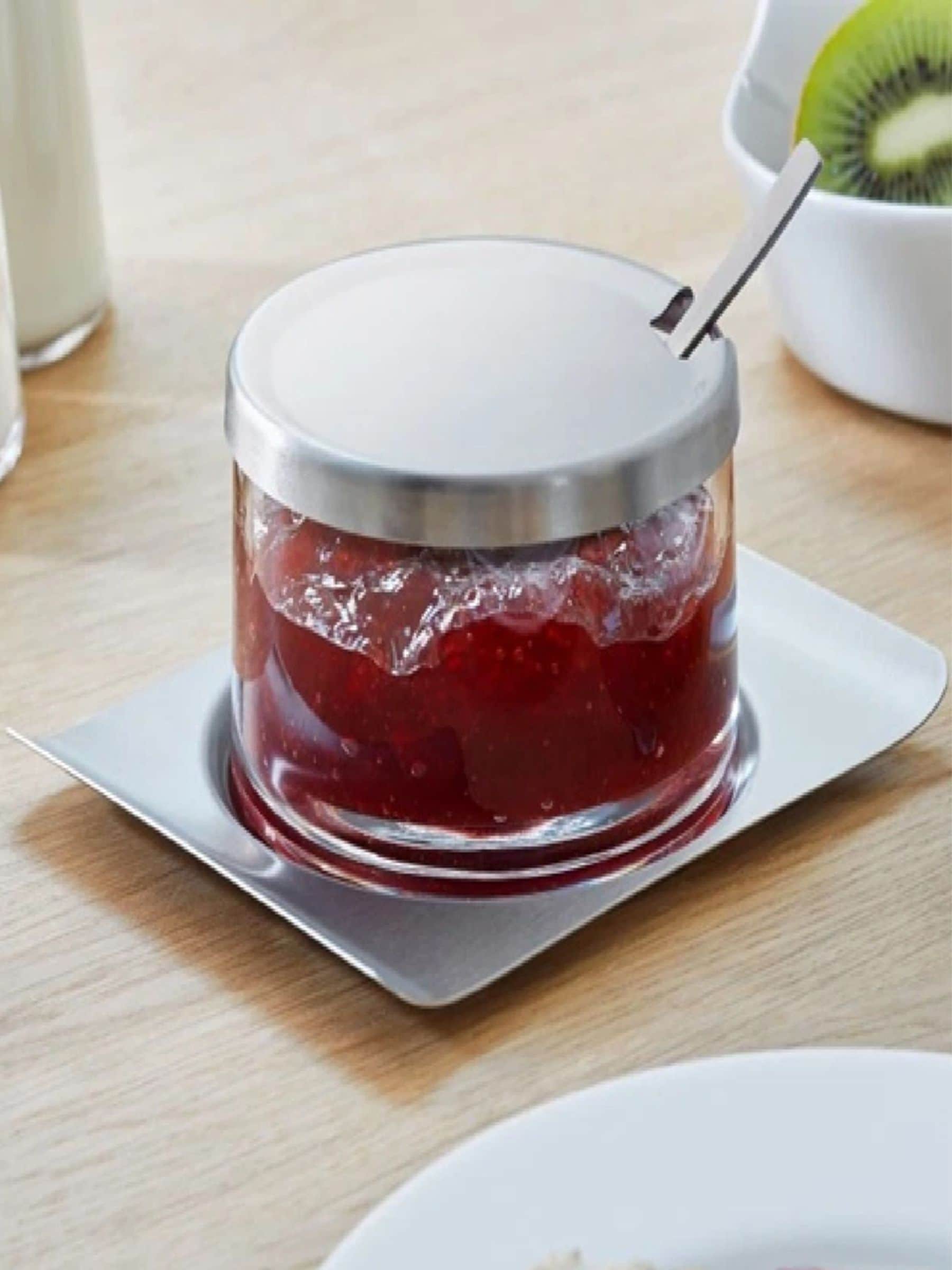 GEFU Brunch Jam Jar stainless steel and glass, imported from the UK