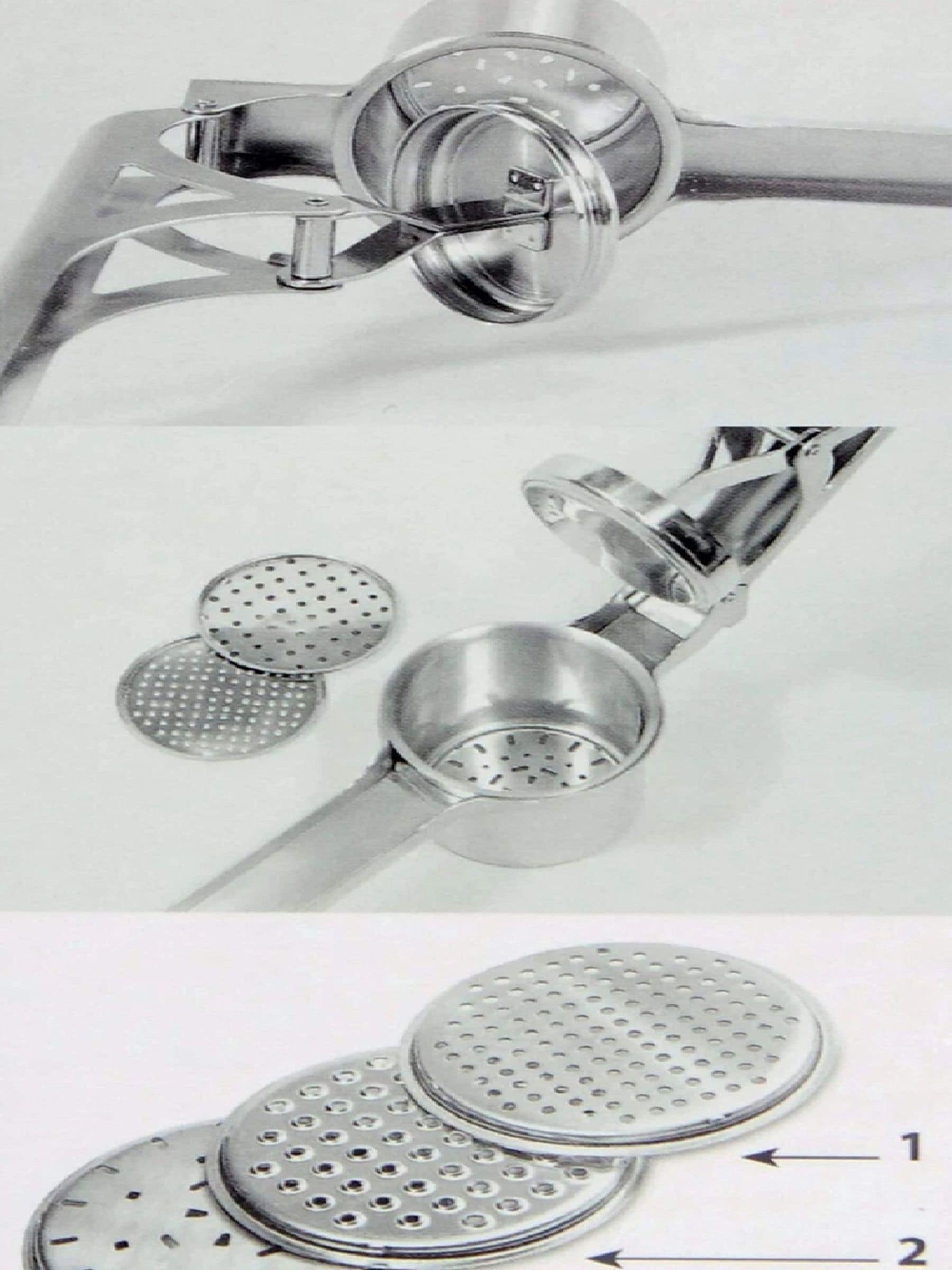 GEFU Silver Tri Star press for spaetzle and potatoes, UK version