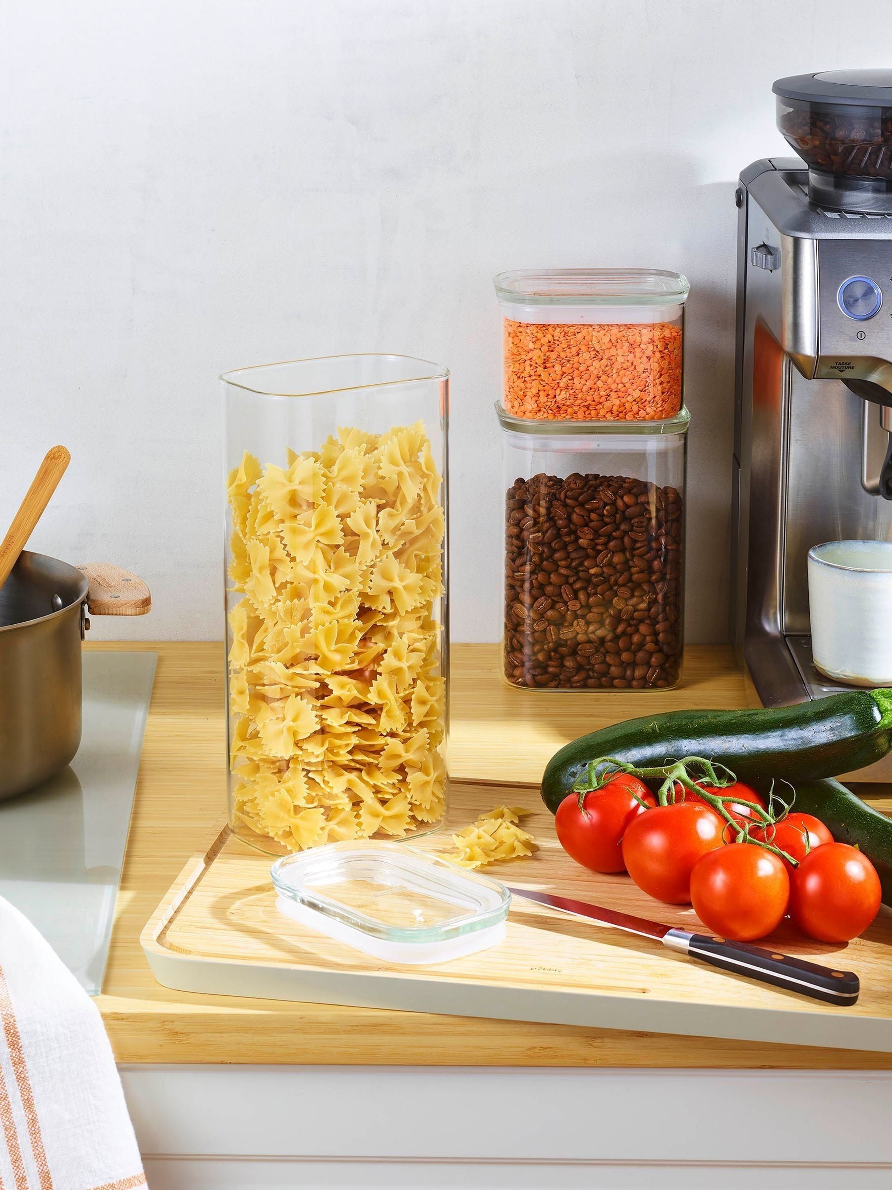 Pebbly 3 pack clear glass storage containers, UK version