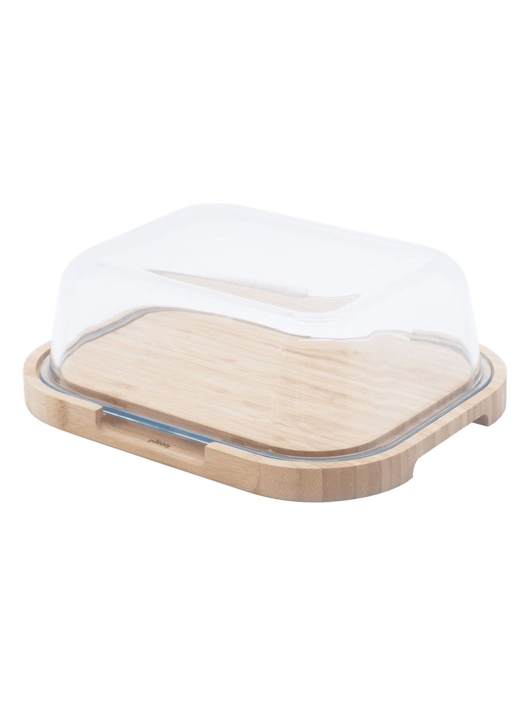 Pebbly Clear bamboo glass cheese box, imported from the UK