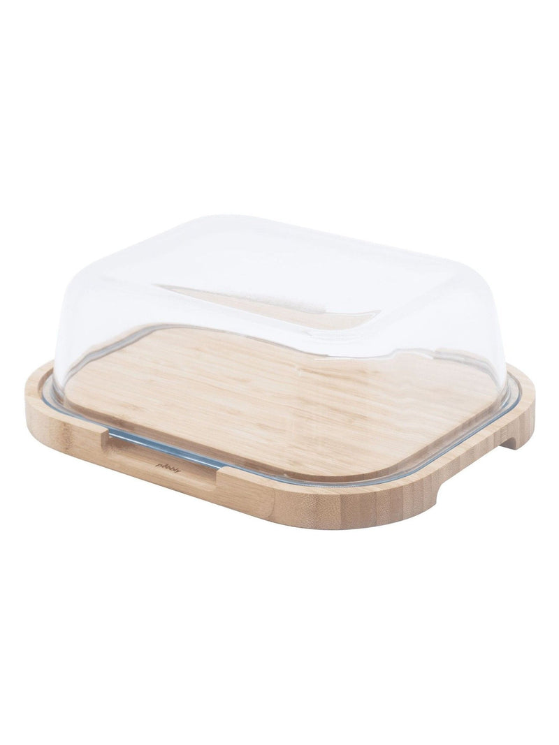Pebbly Clear bamboo glass cheese box, imported from the UK