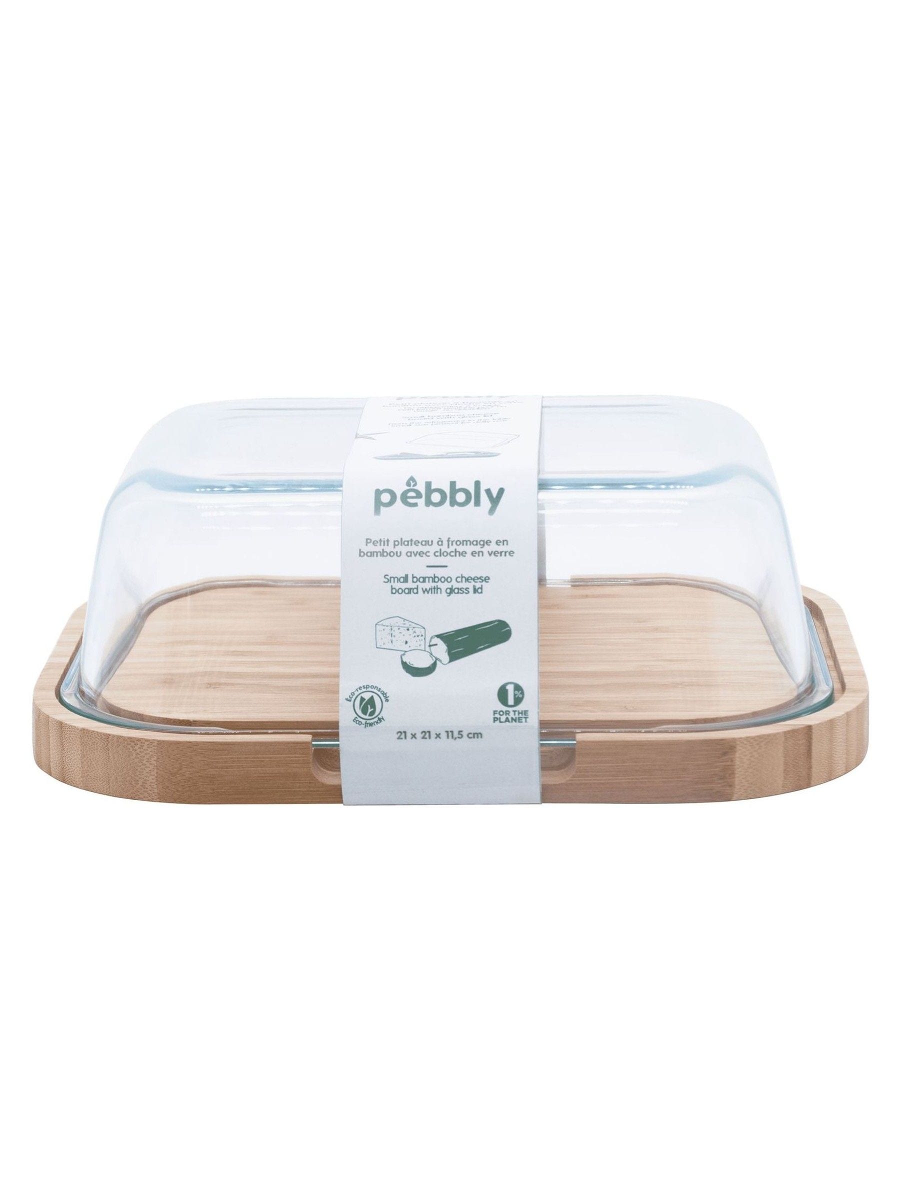 Pebbly Clear bamboo glass cheese box, imported from the UK