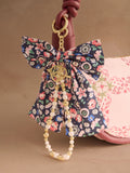 Cath Kidston ditsy floral bow bag charm gold tone pearl beads - British product