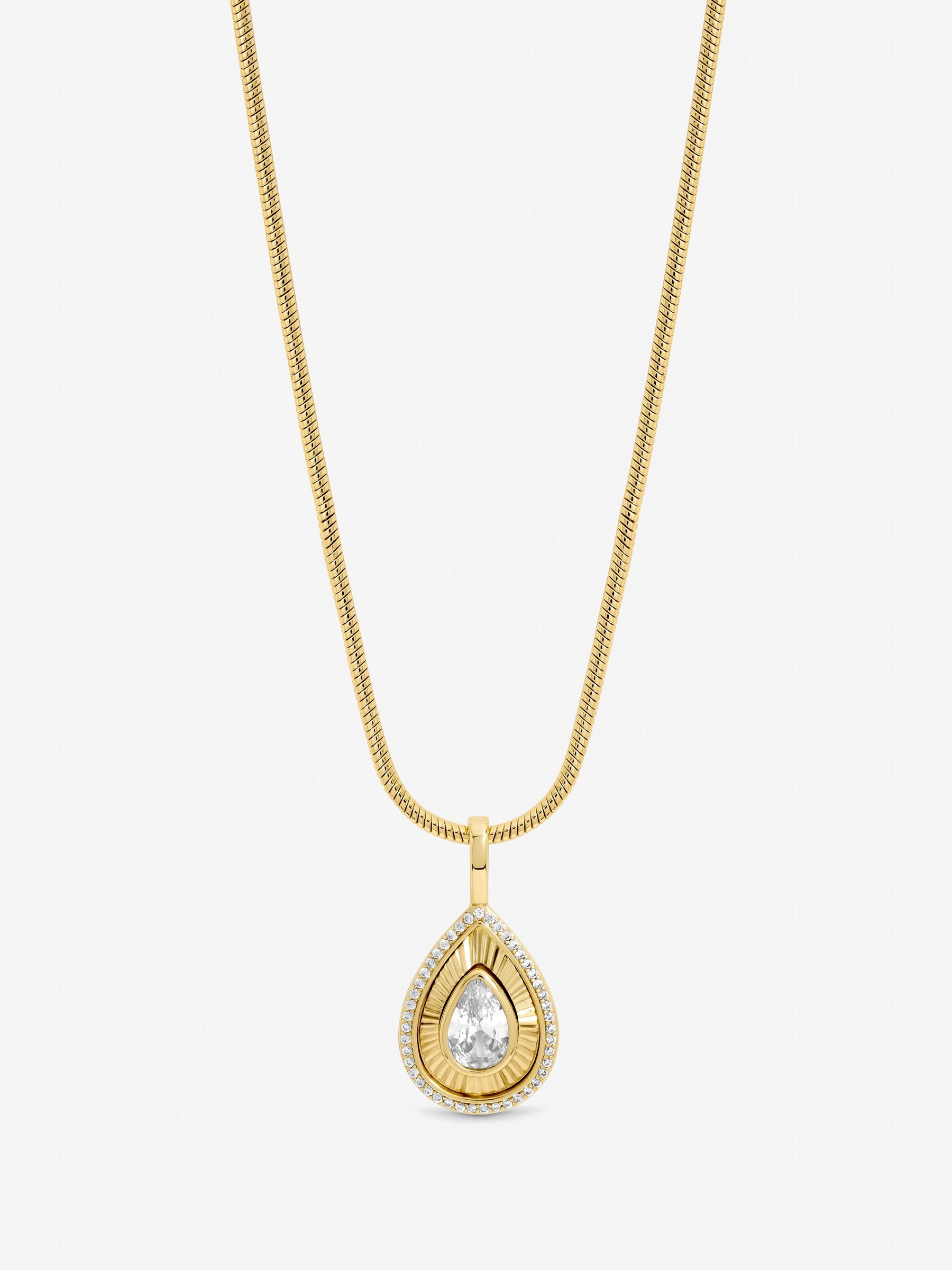 Jon Richard gold tone diamond cut peardrop pendant (British brand)