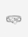 Jon Richard silver tone cubic zirconia double stone ring, imported from the UK
