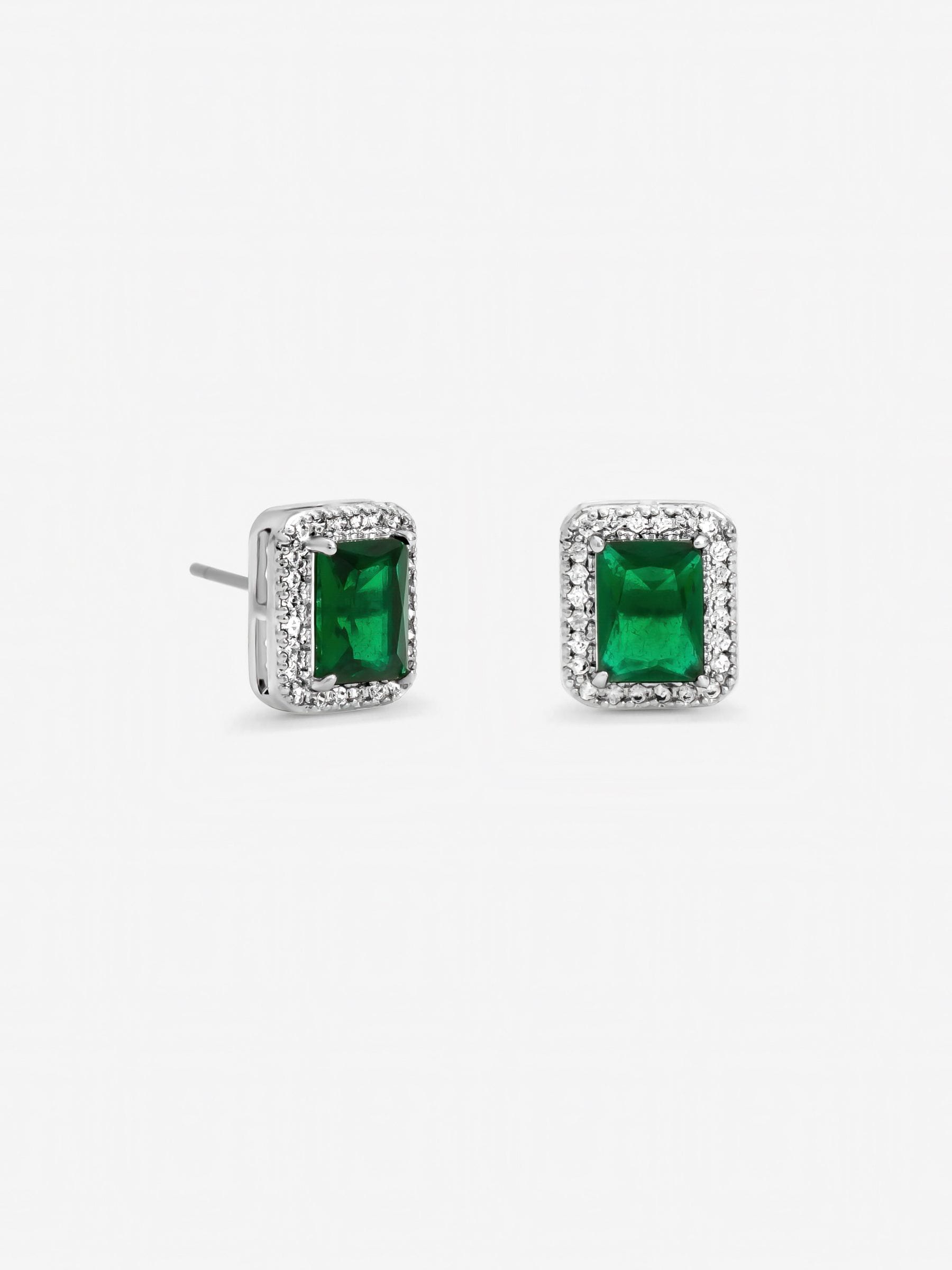 Jon Richard emerald cubic zirconia perfume bottle stud earrings, imported from the UK