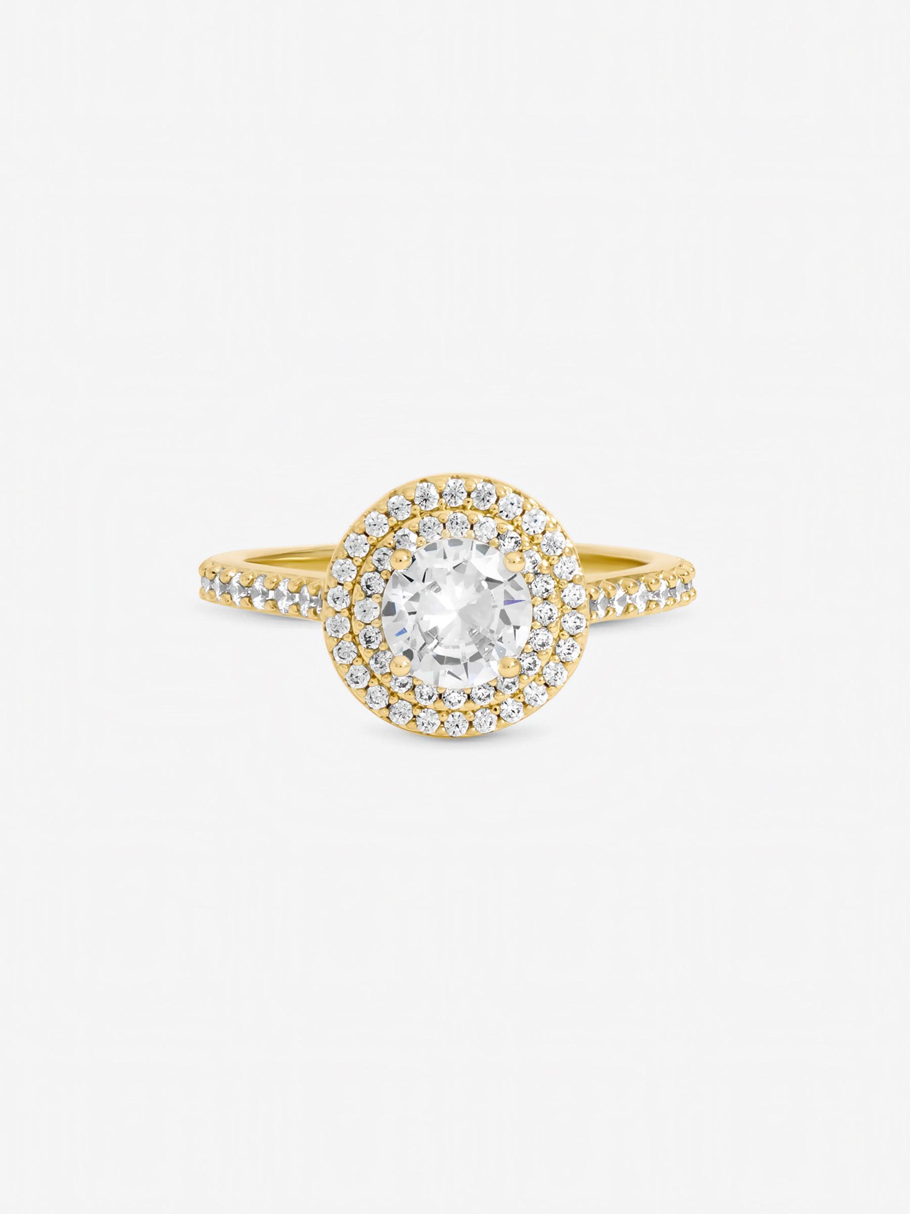 Jon Richard gold tone cubic zirconia halo ring, UK version