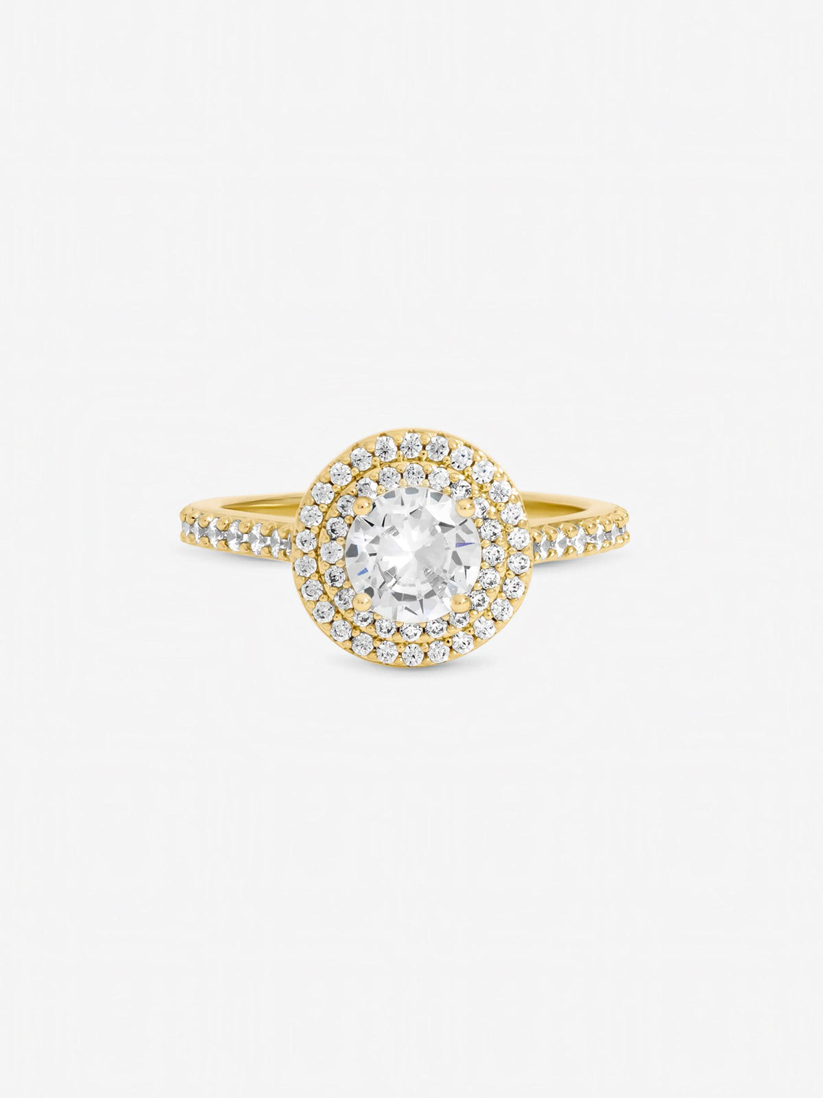 Jon Richard gold tone cubic zirconia halo ring, UK version